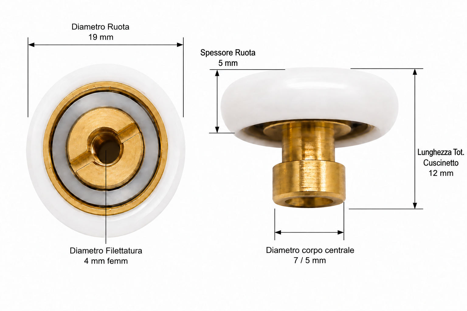 r400_129 Rotellina di ricambio doccia diam 19 mm
