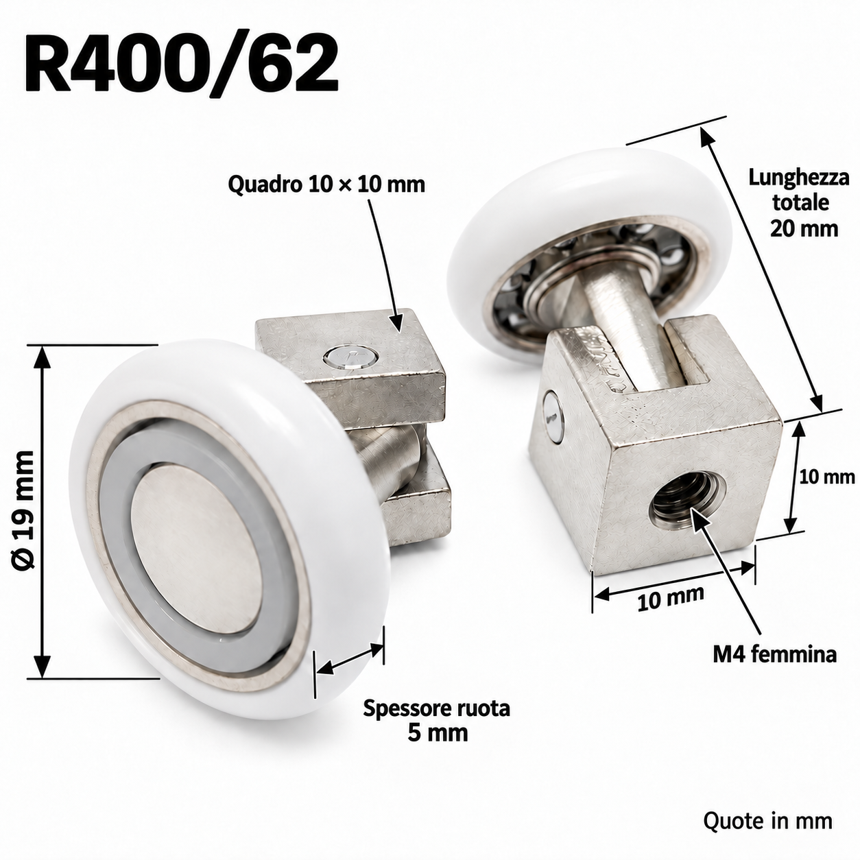 r400_62 Rotella a snodo per box doccia diam 19 mm