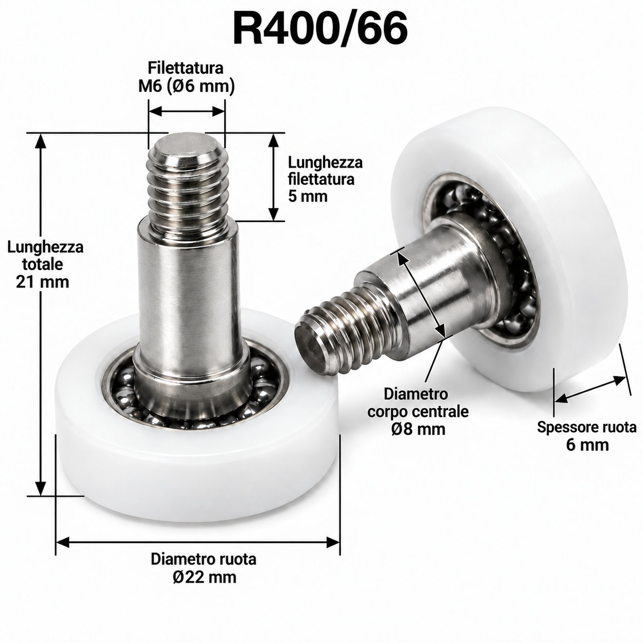 r400_66 Cuscinetto per box doccia diam 22 mm